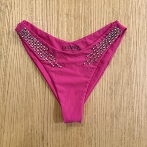 Oceanus Bikini Bottom XS Rhinestone Embellished Pink Swimwear Beach Pool Resort